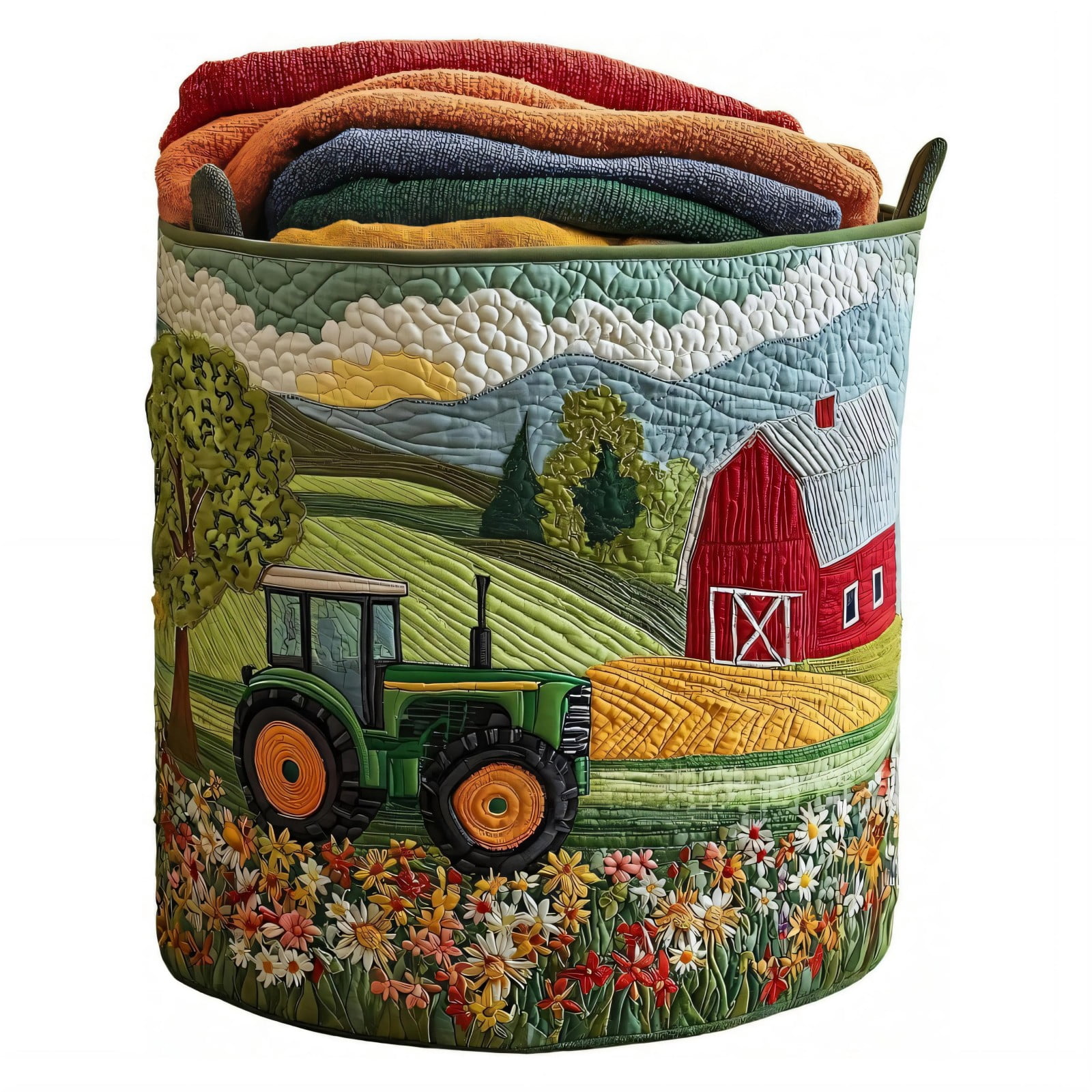 Quilted Laundry Hamper Foldable Storage Basket With Soft Padding And Floral Detail For Bedroom Bathroom Storage
