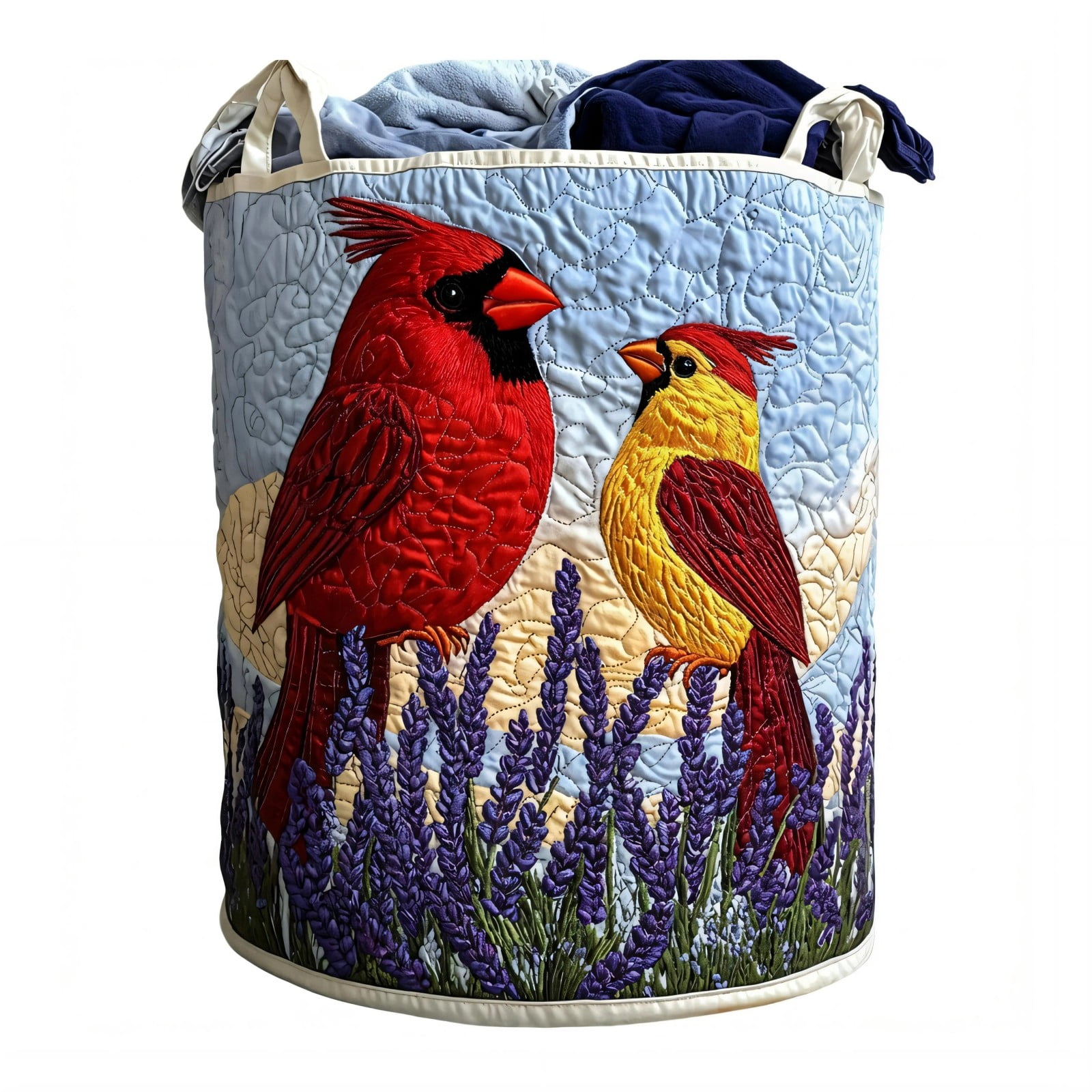 Quilted Laundry Hamper Foldable Storage Basket With Soft Padding And Floral Detail For Bedroom Bathroom Storage