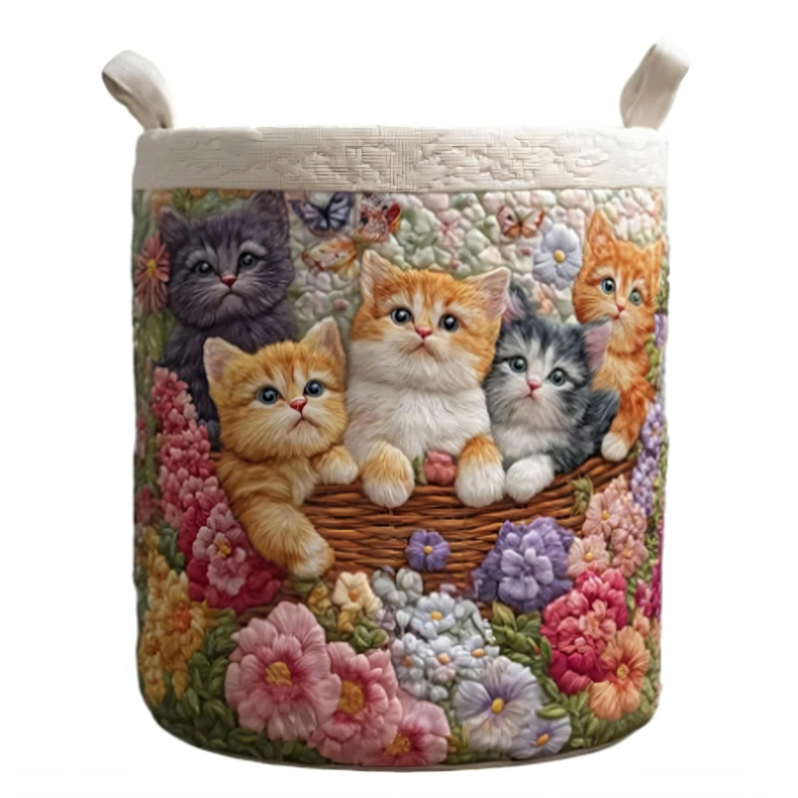 Quilted Laundry Hamper Foldable Storage Basket With Soft Padding And Floral Detail For Bedroom Bathroom Storage