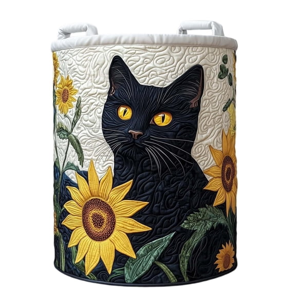 Quilted Laundry With Handles Boho Floral Storage Hamper Cozy Cat Storage Hamper For Bedroom Laundry Room &