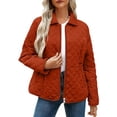 thumbnail image 1 of Quilted Lightweight Jackets Women Zip up Fall Jackets Travel Casual Lapel Collar Long Sleeve Winter Coats with Pockets, 1 of 7