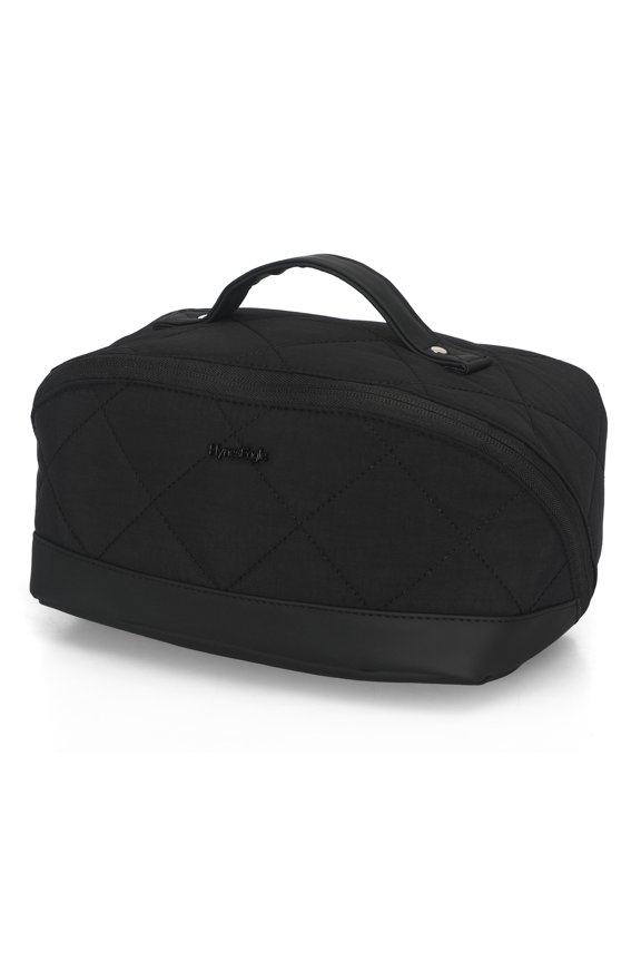 Quilted Makeup Bag Organizer – Structured Base – Hynes Eagle – Black