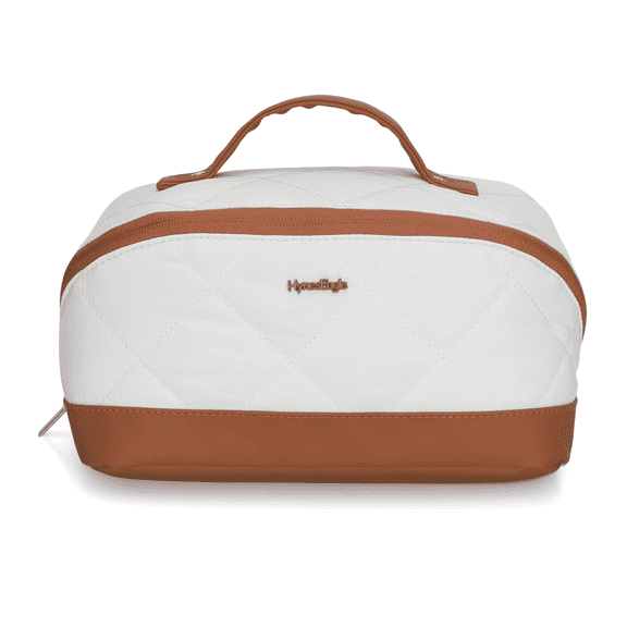 Quilted Makeup Bag Organizer – Structured Base – Hynes Eagle – Ivory