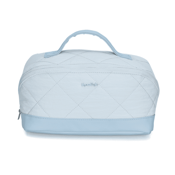 Quilted Makeup Bag Organizer – Structured Base – Hynes Eagle – Sky Blue