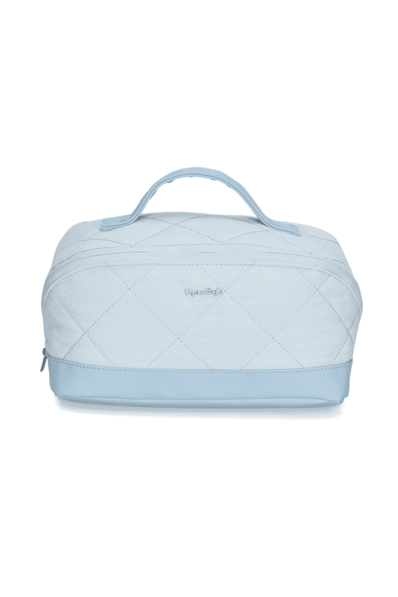 Quilted Makeup Bag Organizer – Structured Base – Hynes Eagle – Sky Blue