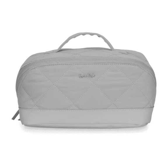 Quilted Makeup Bag Organizer – Structured Base – Hynes Eagle – Stone Gray