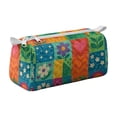 thumbnail image 1 of Quilted Makeup Bag, Small Sized Lightweight Fabric Cosmetic Pouch Multipurpose Toiletry Organizer for Women Travel Essentials and Beauty Accessories Storage, 1 of 5