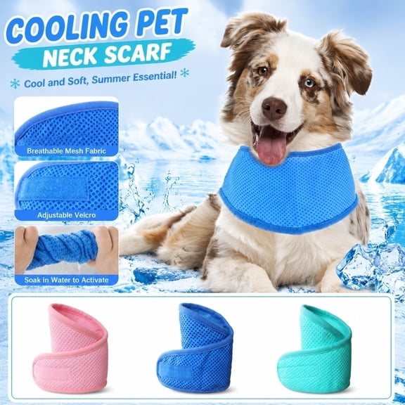 Quilted Mesh Pet Cooling Bandana for Dogs & Cats, Adjustable Hook and Loop Neck Wrap, Lightweight Summer Cooling Towel for Outdoor Walking, Reusable Heat Relief Pet Scarf (1 PC)