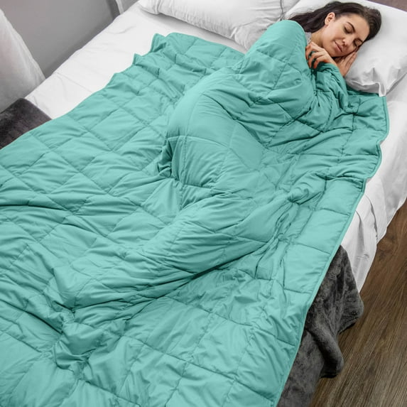 Quilted Microfiber 48"x72" Weighted 12lb Blanket, Turquoise by Blue Nile Mills