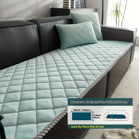 Quilted Milk Velvet Sofa Cover - Non-Slip, Machine Washable - Fits Armchairs, Loveseats & Sectionals (T-Cushion, One-Piece)