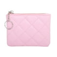 thumbnail image 1 of Quilted Mini Wallet for Women Elegant Embroidery Zipper Coin Purse with Card Slots PU Leather Compact Clutch for Daily Essentials (Pink), 1 of 5