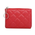 thumbnail image 1 of Quilted Mini Wallet for Women Elegant Embroidery Zipper Coin Purse with Card Slots PU Leather Compact Clutch for Daily Essentials (Red), 1 of 5