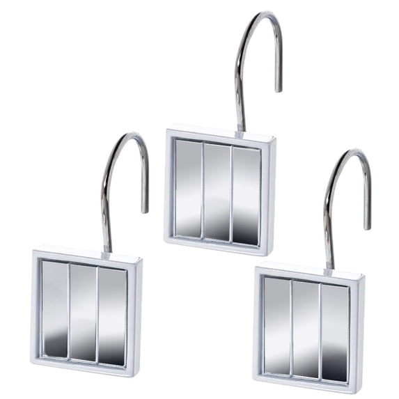 Quilted Mirror Resin Shower Curtain Hooks- Set of 12