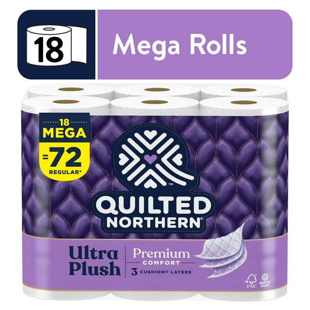 Quilted Northern Ultra Plush 18 Mega Rolls, 3X More Absorbent