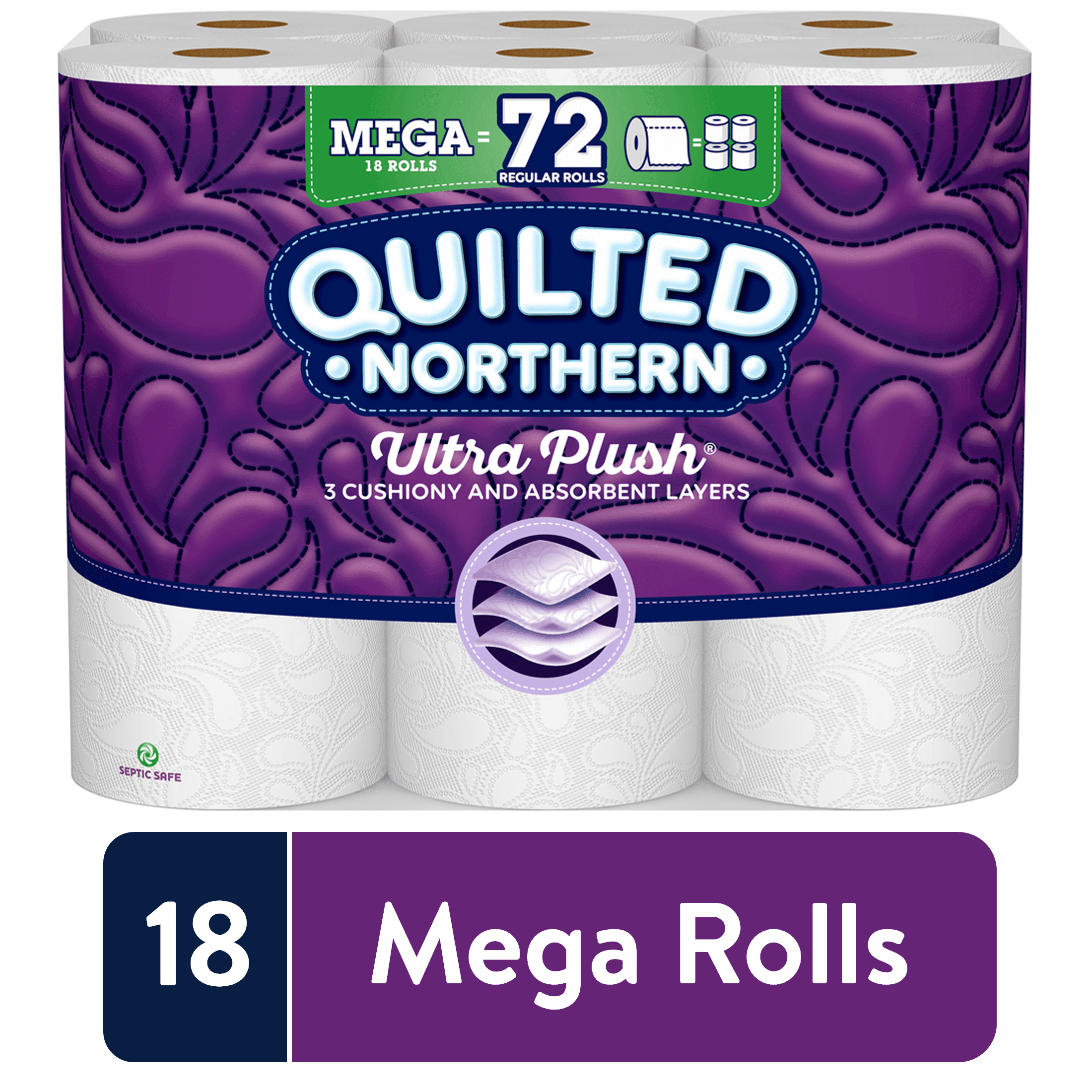 Quilted Northen Ultra Plush Toilet Paper, 18 Mega Rolls (= 72 Regular Rolls)