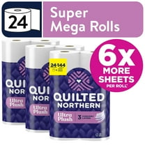 Quilted Northern Ultra Plush 3-Ply Toilet Paper, 24 Super Mega Rolls, 378 Sheets Per Roll
