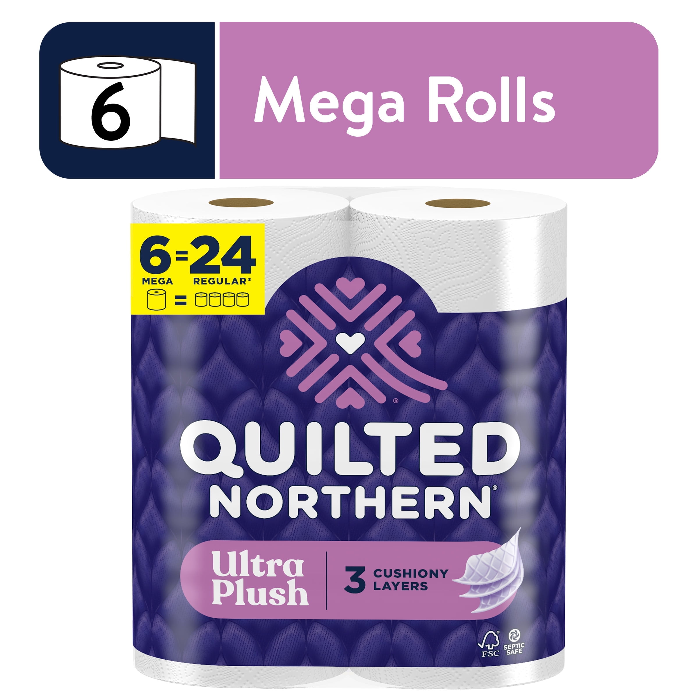 Quilted Northern Ultra Plush 3-Ply Toilet Paper, 6 Mega Rolls