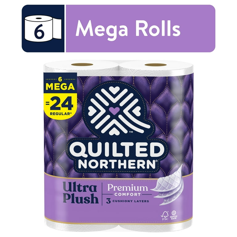 Quilted Northern Ultra Plush 6 Mega Rolls, 3X More Absorbent* Luxurious  Soft Toilet Paper