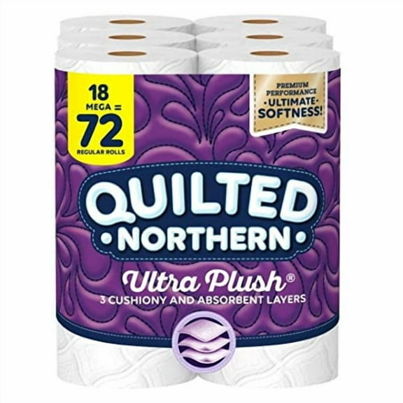 Quilted Northern Ultra Plush Toilet Paper, 18 Mega Rolls = 72 Regular Rolls, 3-Ply Bath Tissue, 18 Count (Pack of 1)