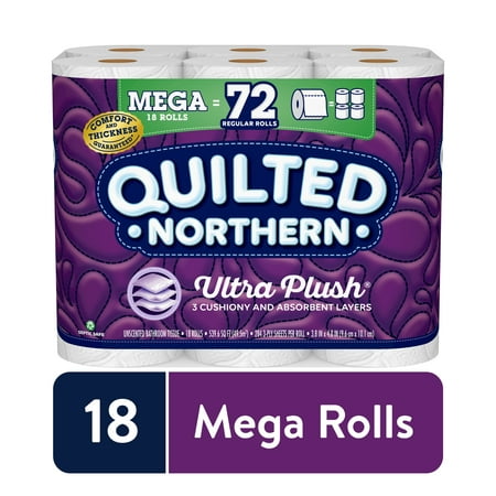 Quilted Northern - Ultra Plush Toilet Paper, 3-ply, White, 255 Sheets/Roll, 18 Rolls/Case (876045/874685)