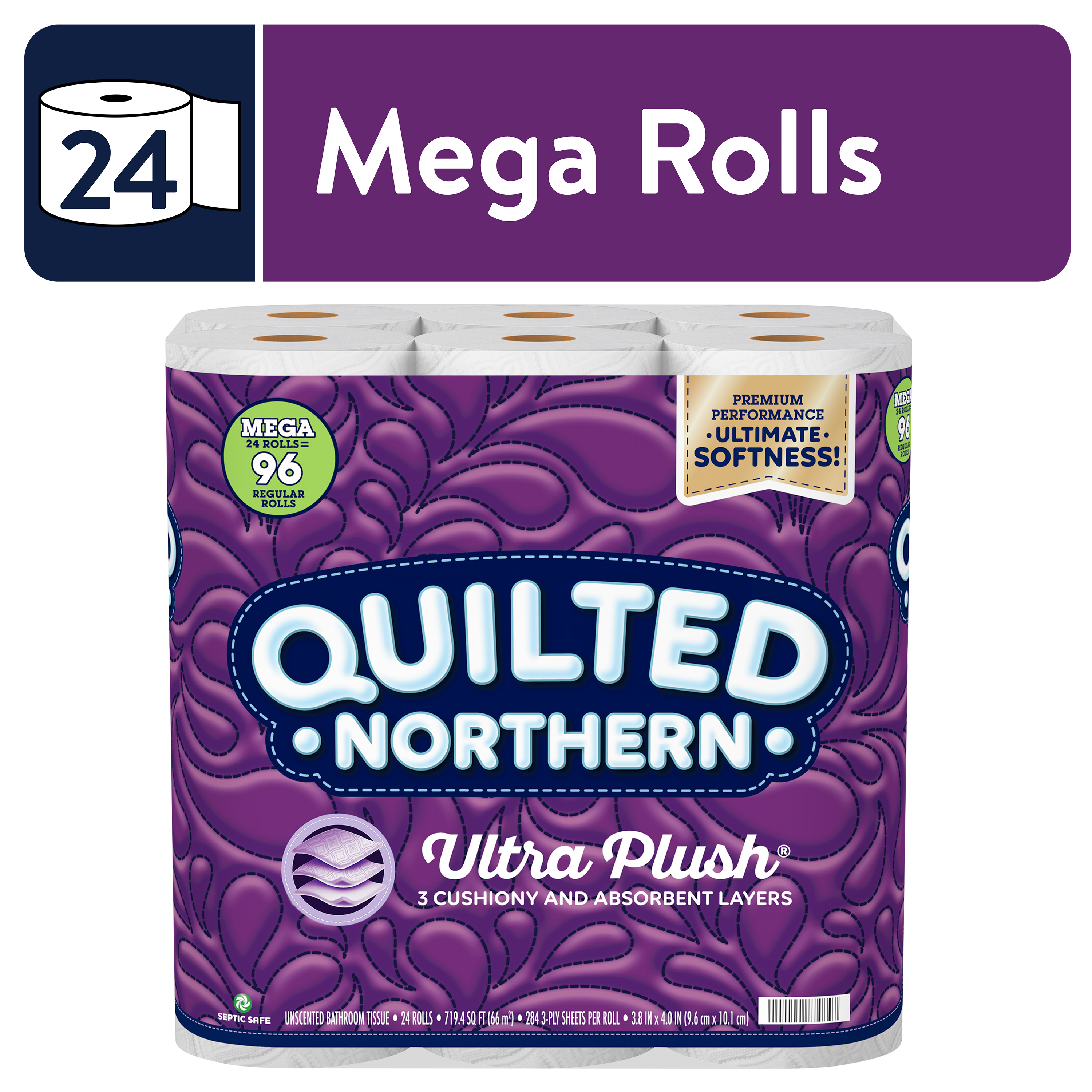 Quilted Northern Ultra Plush Toilet Paper, 24 Mega Rolls - image 1 of 13