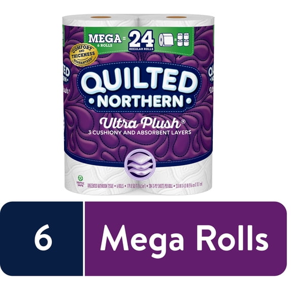 Quilted Northern Ultra Plush Toilet Paper, 6 Mega Rolls