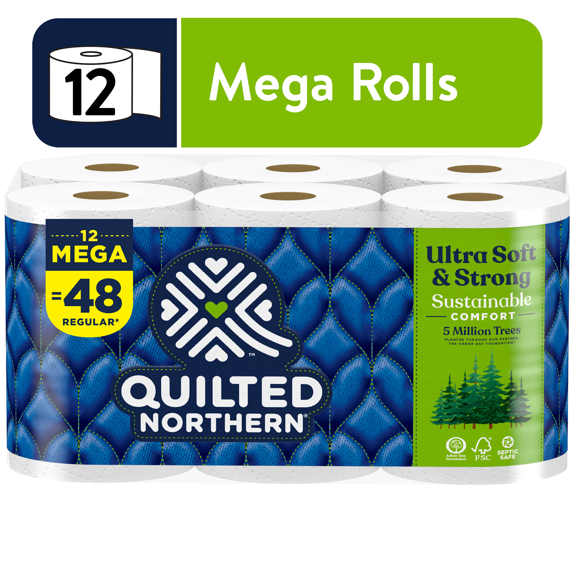Quilted Northern Ultra Soft & Strong 12 Mega Rolls, 5X Stronger 