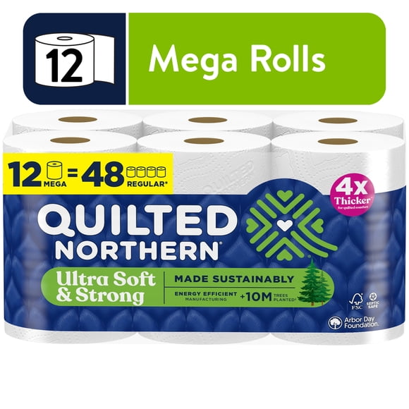 Quilted Northern Ultra Soft & Strong 2-Ply Toilet Paper, 12 Mega Rolls, 255 Sheets Per Roll