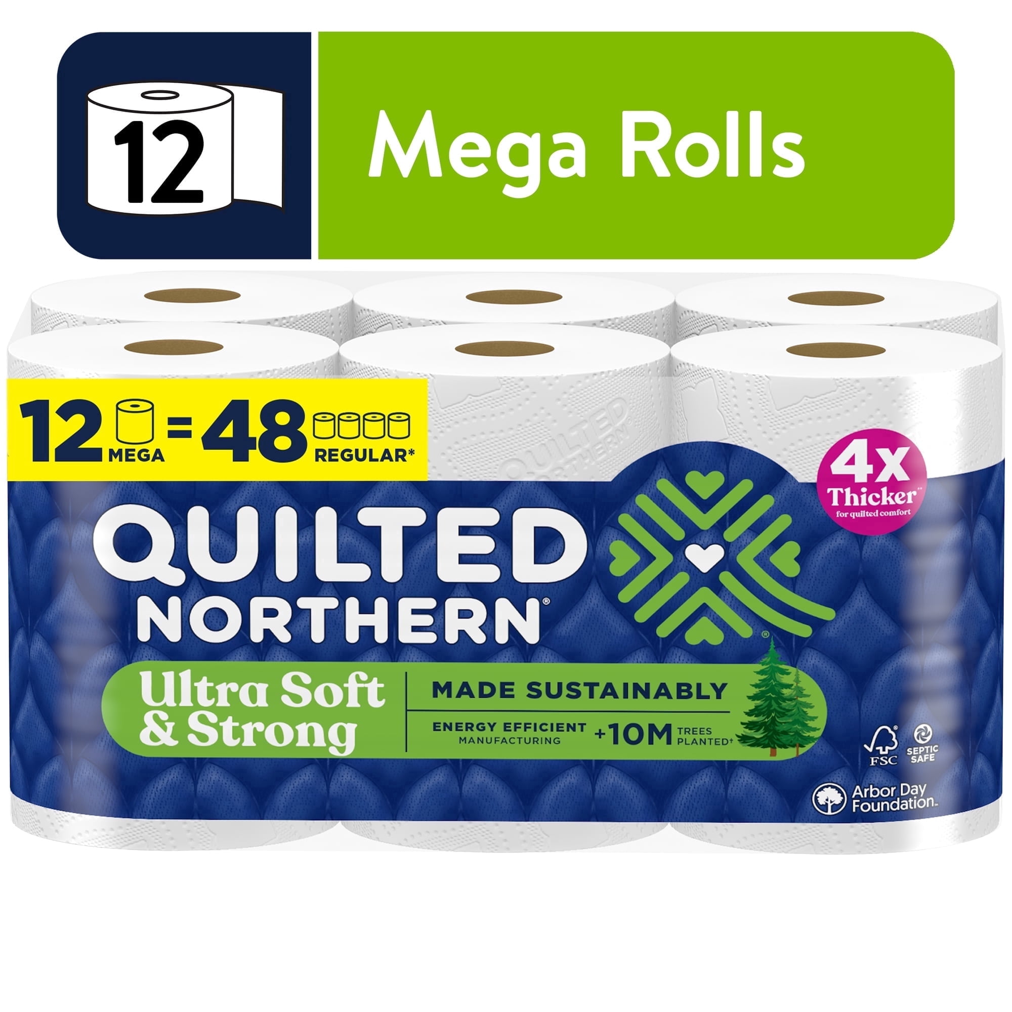Quilted Northern Ultra Soft & Strong 2-Ply Toilet Paper, 12 Mega Rolls, 255 Sheets per Roll