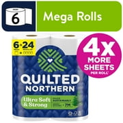 Quilted Northern Ultra Soft & Strong 2-Ply Toilet Paper, 6 Mega Rolls, 295 Sheets per Roll