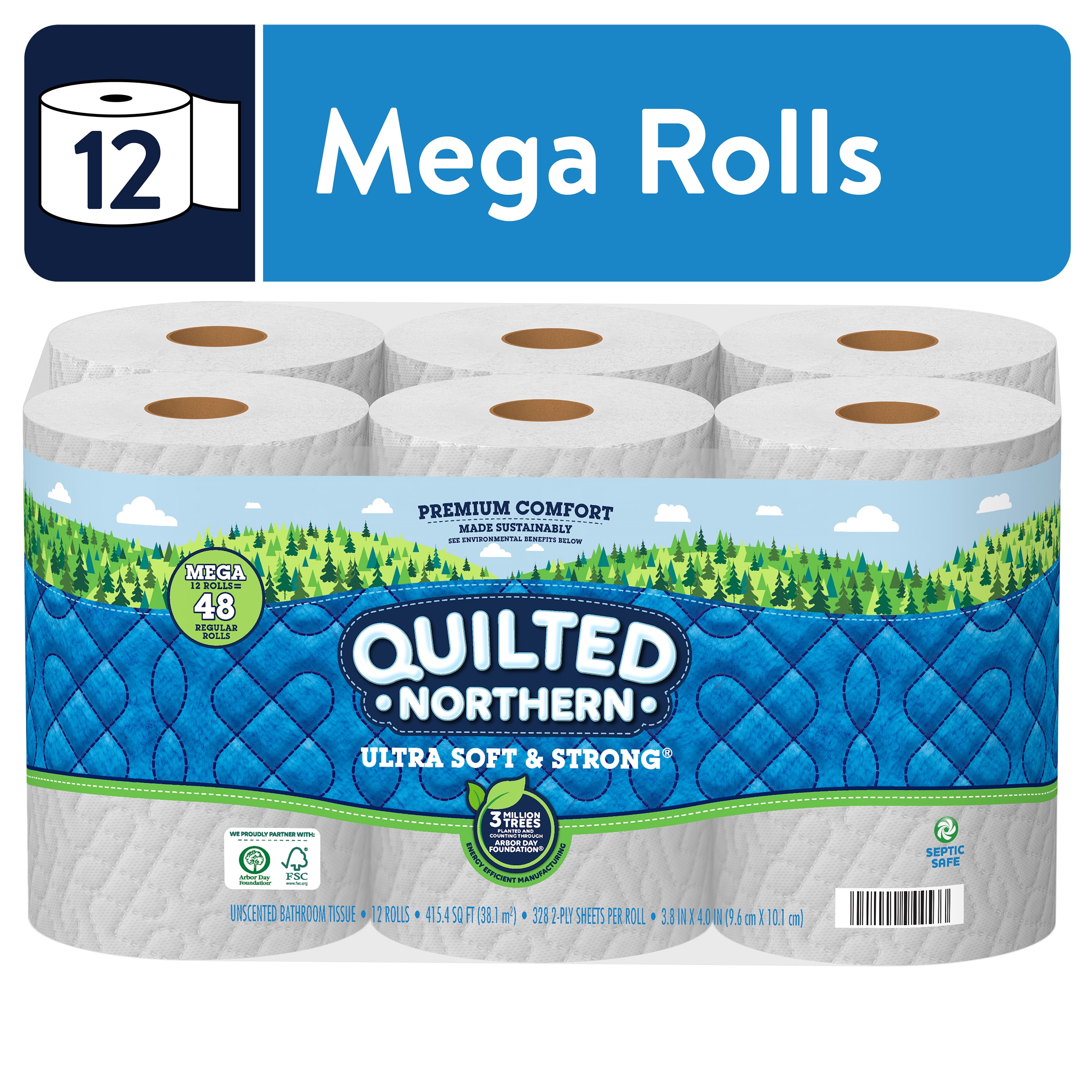 Quilted Northern Ultra Soft & Strong Toilet Paper, 12 Mega Rolls 