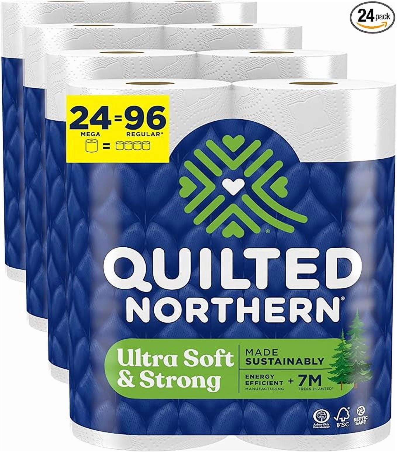 Quilted Northern Ultra Soft & Strong Toilet Paper, 24 Mega Rolls = 96 Regular Rolls, 5X Stronger*, Premium Soft Toilet Tissue
