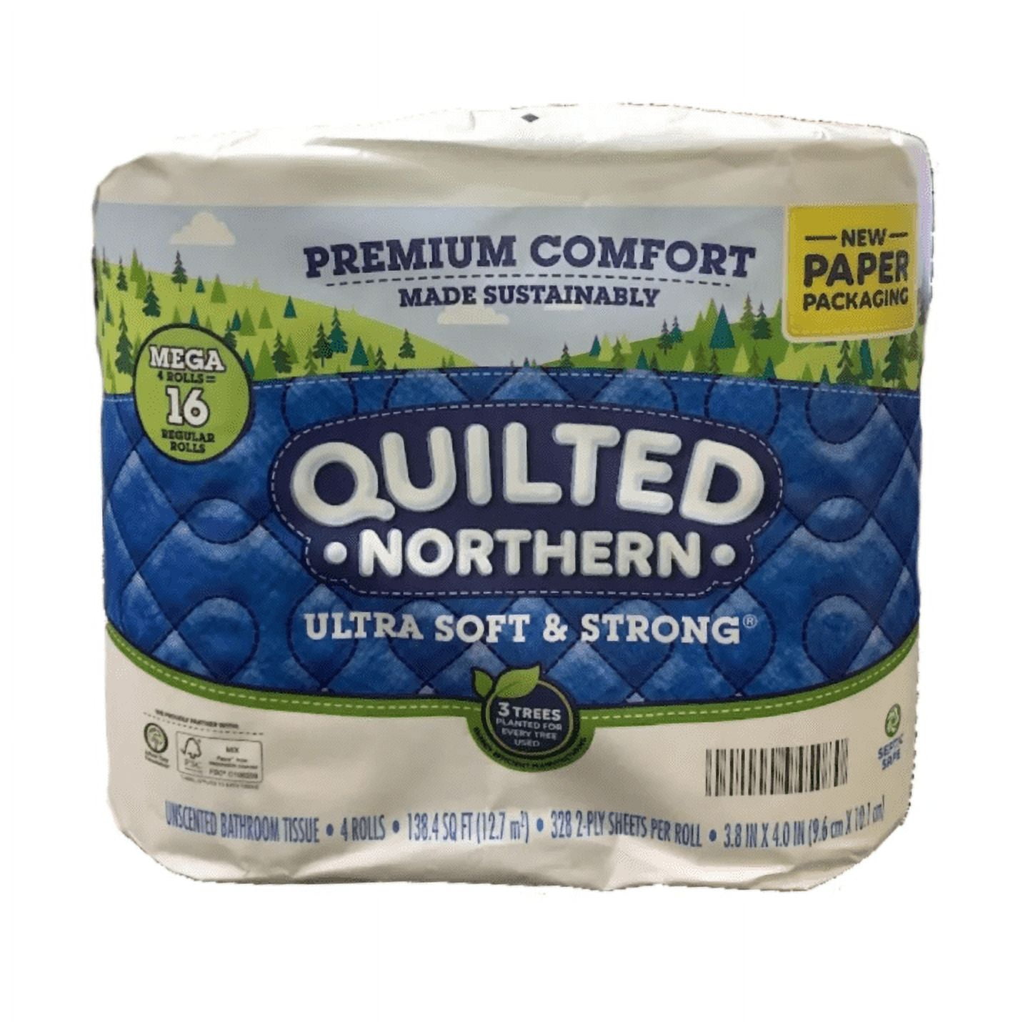 Quilted Northern Ultra Soft & Strong Toilet Paper, 4 Mega Rolls = 16 ...