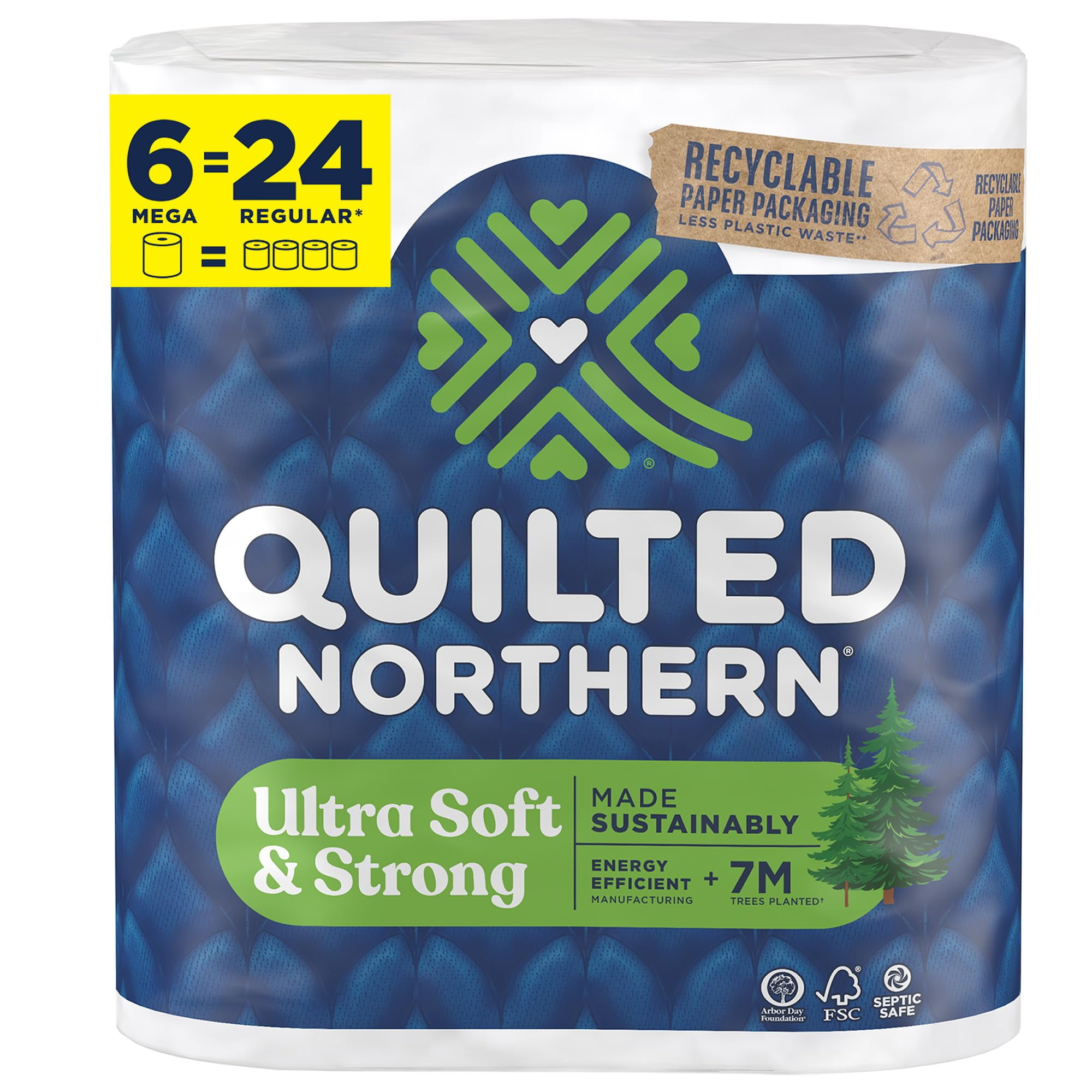 Quilted Northern Ultra Soft & Strong Toilet Paper, 6 Mega Rolls = 24 ...