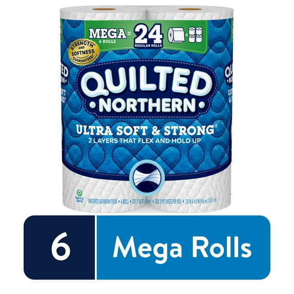 Quilted Northern Ultra Soft & Strong Toilet Paper, 6 Mega Rolls (= 24 Regular Rolls)