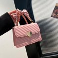 thumbnail image 1 of Quilted PU Leather Crossbody Bag, Heart Magnetic Snap Flap Purse for Daily Casual , Pink, 1 of 5