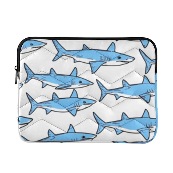 Quilted Padded Cartoon Shark Design Printed Laptop Sleeve Case for 1314 inch