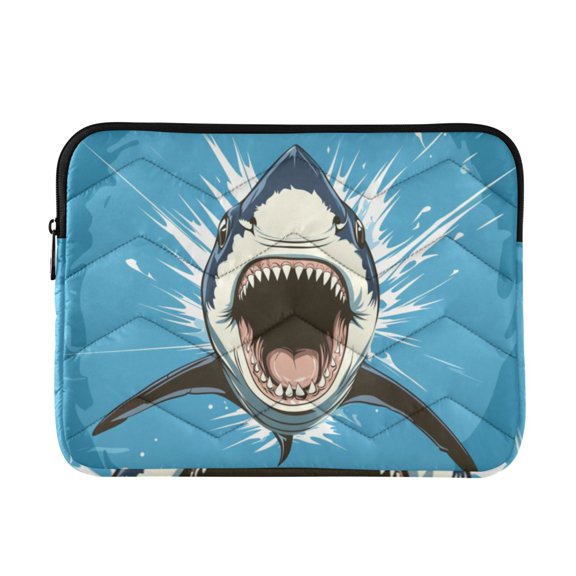Quilted Padded Comic Shark Splash Art Printed Laptop Sleeve Case for 1314 inch