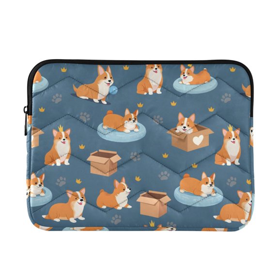 Quilted Padded Corgi Footprint Printed Laptop Sleeve Case for 1314 inch