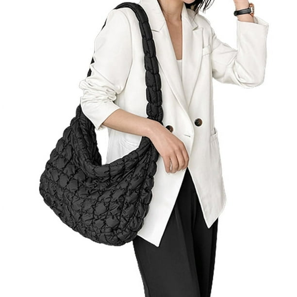 ◆DEINET◆ CLOUD MIDDLE SHOULDER BAG IN BLACK KDCUA4S3111060 Quilted Padded Crossbody Bag for Women Pleated Bubbles Cloud