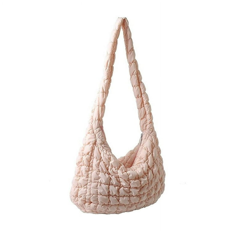 Quilted Padded Crossbody Bag for Women Pleated Bubbles Cloud