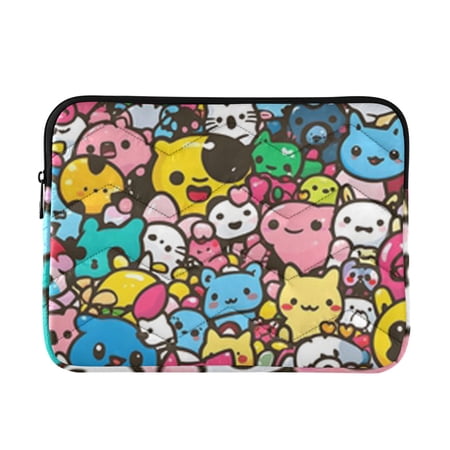 Quilted Padded Cute Cartoon Characters Printed Laptop Sleeve Case for 13–14 inch