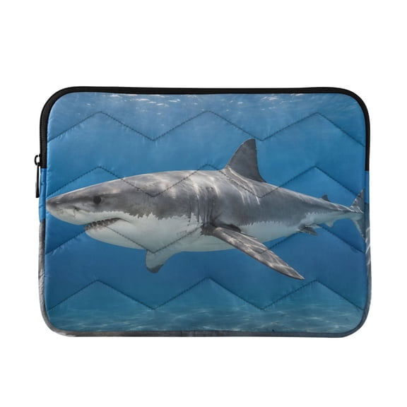 Quilted Padded Deep Sea Shark Printed Laptop Sleeve Case for 1314 inch