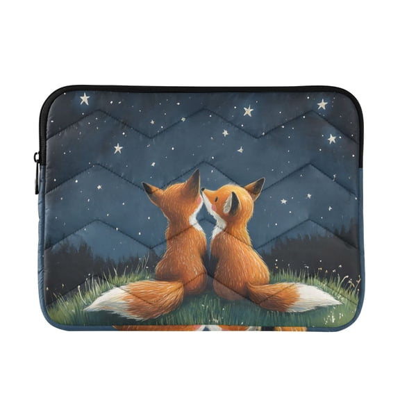 Quilted Padded Fox Printed Laptop Sleeve Case for 1314 inch