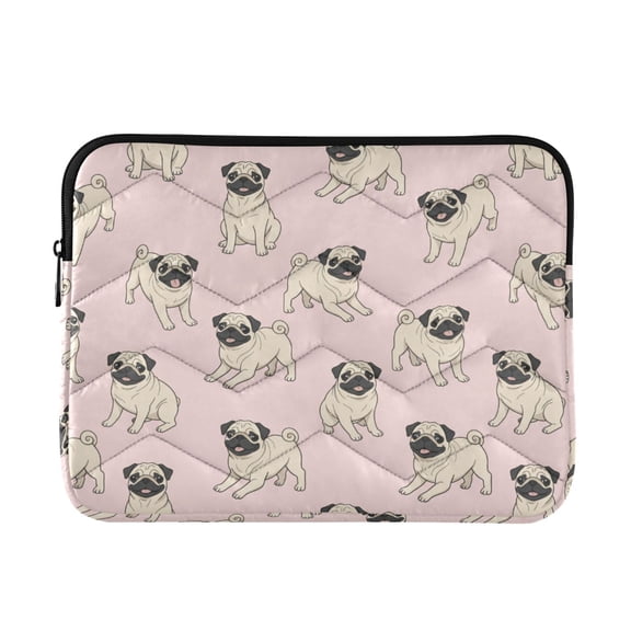 Quilted Padded Funny Puppy Dog Pug Printed Laptop Sleeve Case for 1314 inch