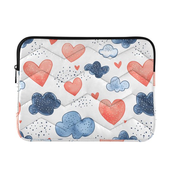 Quilted Padded Heart Cloud Printed Laptop Sleeve Case for 1314 inch