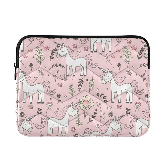 Quilted Padded Line Unicorn Printed Laptop Sleeve Case for 1314 inch