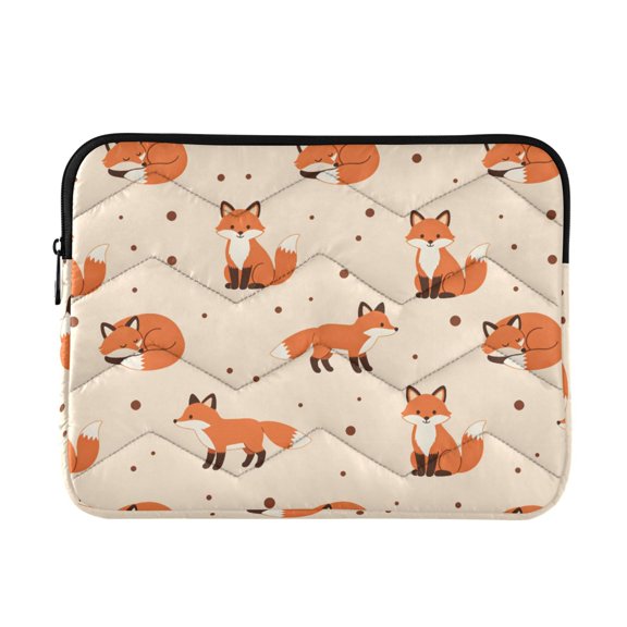 Quilted Padded Orange Fox Printed Laptop Sleeve Case for 1314 inch
