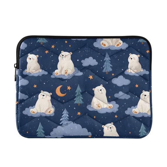 Quilted Padded Polar Bear Cloud Tree Printed Laptop Sleeve Case for 1314 inch