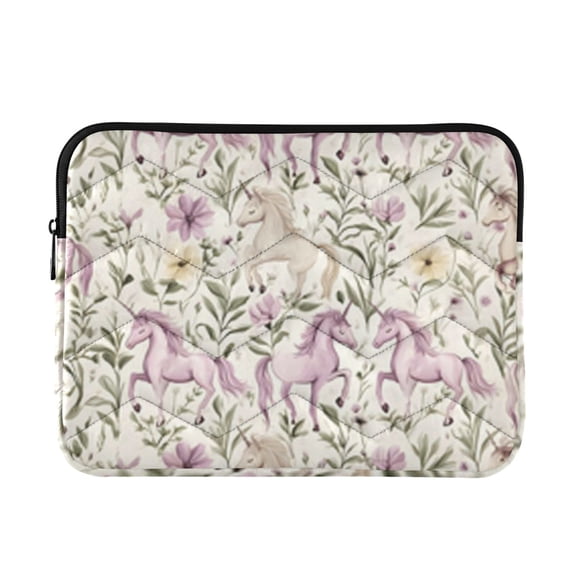 Quilted Padded Purple Unicorn Figure Printed Laptop Sleeve Case for 1314 inch